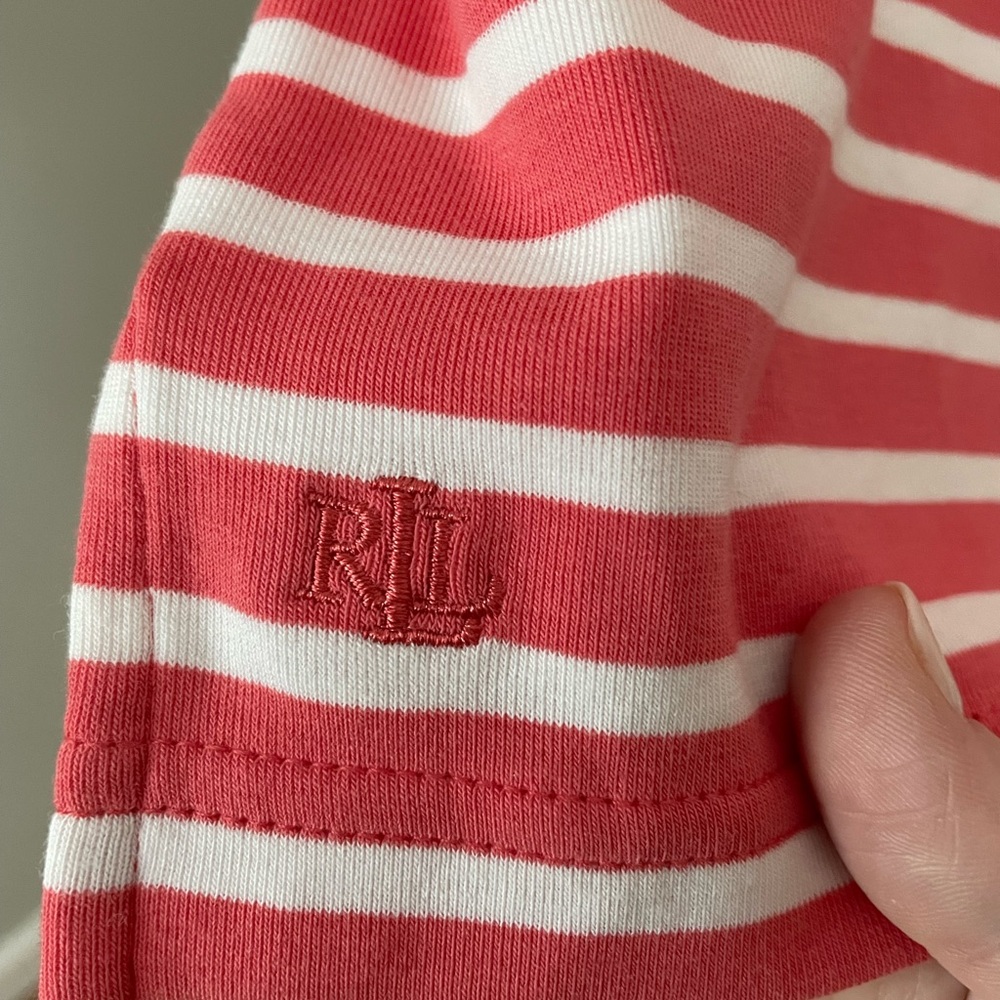 Lauren Ralph Lauren NWT Coral Striped Boatneck Tee - Picture 2 of 4